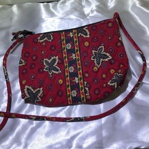 Vera Bradley Retired Rare Red Coin Petite Crossbody Handbag 9” x 6.5”